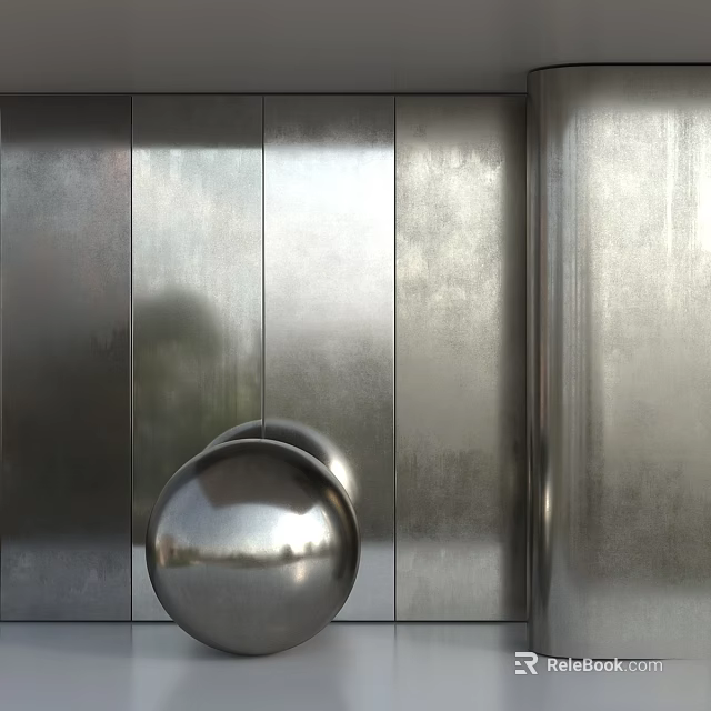 Stainless Steel Structural Components With Polished Metal Plates And Spherical Elements 3d model