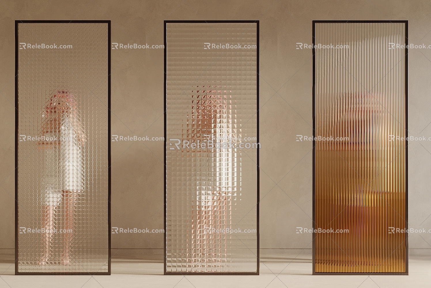 Metal art glass screen partition 3d model