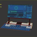 Portable Foldable Computer With Blue Tech Interface Screen And Keyboard Design