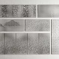 Modern Decorative Wall Panels Featuring Various Perforated Patterns And Textured Surfaces 3d model