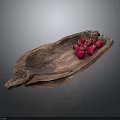 Fresh Red Radishes Arranged Neatly on a Natural Wooden Tray