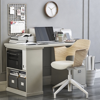 Modern Office Desk and Chair Combination Modern Desk and Chair Office Desk and Chair Office Desk Leisure Chair Office Chair Computer Decorative Painting Alarm Clock Writing Board Home 3d model