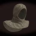 Gray Hooded Cloak Style Fabric Hat With Flared Hem And Stitched Design