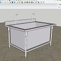 Canteen Stainless Steel Double Sink With Two Faucets On Tile Floor
