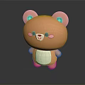 Cute Brown Cartoon Bear Doll With White Belly And Pink Cheeks
