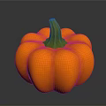 Plump Fresh Orange Pumpkin With Green Stem On Dark Background