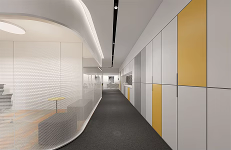 Modern Aisle Office Area Print Area Aisle 3d model