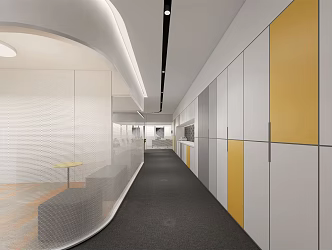 Modern Aisle Office Area Print Area Aisle 3d model