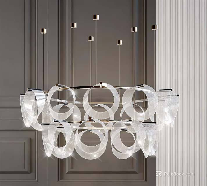 Modern Transparent Circular Ring Chandelier with Minimalist Design for Interior Living Space 3d model 