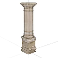 Classical White Stone Column With Ornate Design And Pedestal Base 3d model