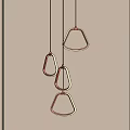 Modern Copper Geometric Pendant Lights With Triangular Shapes Hanging On Minimalist Wall 3d model