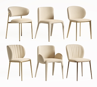 Chair Combination Dining Chair Cream Style Chair Lambswool Chair 3d model