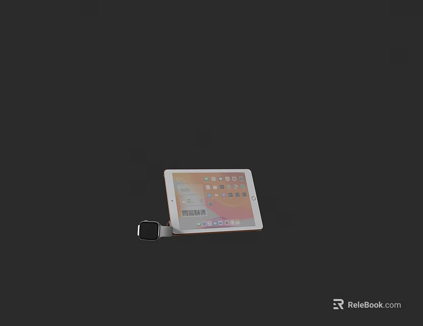 Computer Touchpad Accessory With Colorful Display Icons And Black Connector On Black Background 3d model 