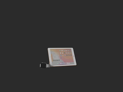 Computer Touchpad Accessory With Colorful Display Icons And Black Connector On Black Background 3d model