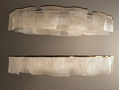 Contemporary Ceiling Lights With Wavy Edges Striped Transparent Panels And Metal Frame 3d model