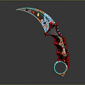 Unique Colorful Graffiti Karambit Knife Featuring Curved Blade And Ring Handle