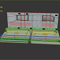 Light Blue Control Panel Structure With Two Platforms Yellow Diamond Patterns And Warning Sign