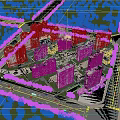 Aerial Planning of Modern Residential Complex with High Rise Buildings Night Lighting Roads and Greenery