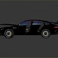 Modern Black Sports Car With Open Doors Colorful Reflective Roof And Windows