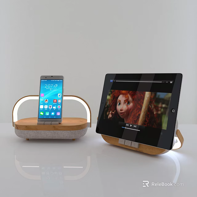 Modern Table Lamp With Smartphone Holder And Tablet Stand Design 3d model 