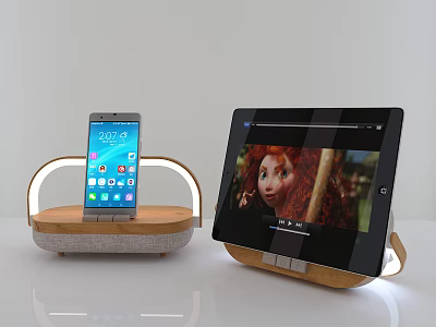 Modern Table Lamp With Smartphone Holder And Tablet Stand Design 3d model