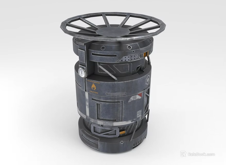 Industrial Equipment Featuring Metal Cylindrical Design Top Wheel Structure And Control Panel 3d model 