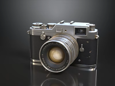 Vintage Digital Camera With Classic Metallic Body And Retro Lens Design 3d model