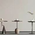 Modern Side Tables With Unique Base Designs And Decorative Tabletop Items 3d model