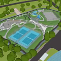 Scenic Park Landscape With Green Spaces Walking Trails And Water Features