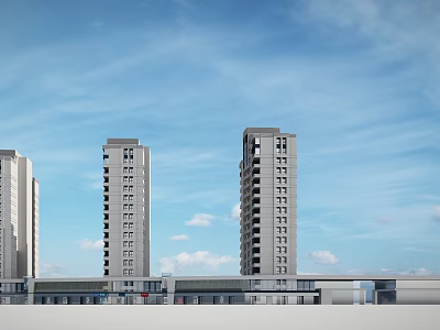 Modern High Rise Residential Buildings With Contemporary Architecture And Blue Sky 3d model