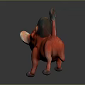 Cartoon Red Warthog 3D Model With Black Mane White Tusks And Tail