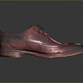 Red Oxford Leather Brogue Shoes With Lace Up Design And Shiny Finish