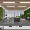 Hotel Public Lounge Featuring Green Living Walls Modern Furniture Large Windows and City View