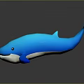 Blue Whale Toy Figure With White Belly On Gray Reflective Surface