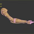 Game Movie Character Golden Mechanical Arm With Ornate Armor Design And Pointing Finger