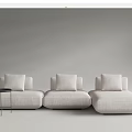 Modern Light Beige Modular Sectional Sofa With Comfortable Upholstered Seats And Side Table 3d model