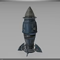 Blue Space Rocket Model with Conical Top and Thruster Base Structure Design 3d model