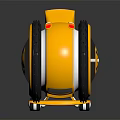 Yellow Mechanical Wheel Component with Black Tires for Lunar Rover Space Exploration