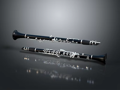 Two Shiny Black Clarinet Models As Decorative Living Room Supplies 3d model