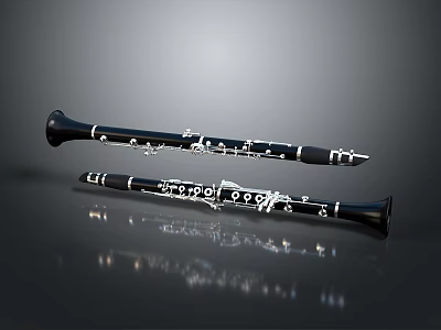 Two Shiny Black Clarinet Models As Decorative Living Room Supplies 3d model