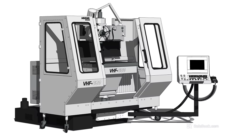 Industrial CNC Machine Center VMC1060 Precision Machining With Metal Frame Transparent Safety Doors Control Panel 3d model 
