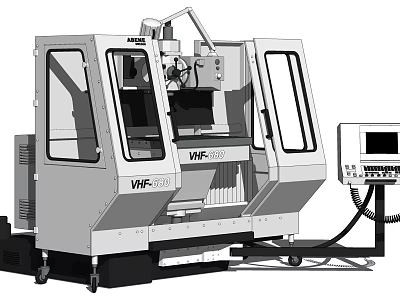 Industrial CNC Machine Center VMC1060 Precision Machining With Metal Frame Transparent Safety Doors Control Panel 3d model