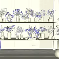 Modern Vase Flowers Decoration with Various Colored Blooms and Green Plants on Interior Shelves