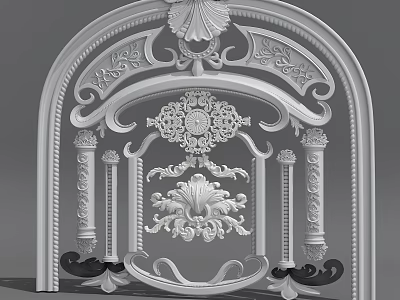 Ornate Carving On Classic Arch Structure With Intricate Floral Scrolls 3d model