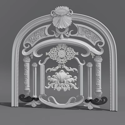 Ornate Carving On Classic Arch Structure With Intricate Floral Scrolls 3d model