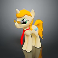 Pony Toy Figure with Yellow Mane Tail Green Eyes Sunglasses Red Necktie Blue V Pattern