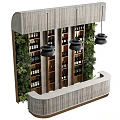 Commercial Bar Equipment With Wine Racks Pendant Lights And Green Plants