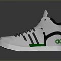 Adidas White High Top Sneakers With Green Accents Black Details And Three Stripes Logo