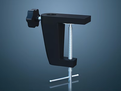 Black Adjustable Household Clamp With Metal Screw And Secure Grip Function 3d model