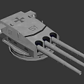 Triple Barrel Naval Gun Military Weapon With Metal Structure And Markings